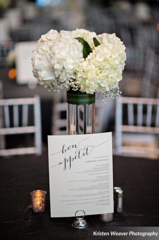 Clean and simple hydrangea centerpiece.