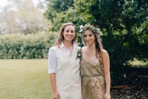 Organic greenery flower crown and boutonniere in St. Petersburg, Florida.