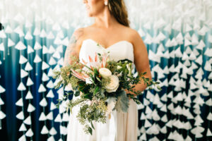 Organic bridal bouquet with Queen Protea and Eucalyptus