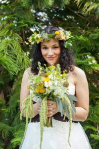 Organic, garden bridal flower crown with succulents in St. Petersburg, Florida.