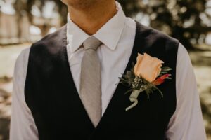 Organic rose groom's boutonniere in St. Petersburg, Florida.