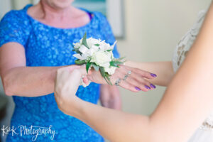 White corsage for wedding in St. Petersburg, Florida.