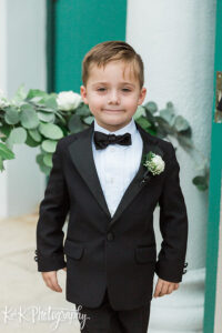 White spray rose ring bearer boutonniere in St. Petersburg, Florida.