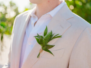 Greenery groom's boutonniere in St. Petersburg, Florida.