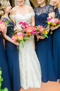 Bright and colorful garden style bridal bouquet and bridesmaid bouquets in St. Petersburg, Florida.