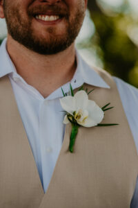 White orchid groom's boutonniere in St. Petersburg, Florida.