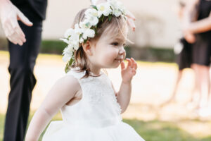 White orchid flower crown for flower girl in St. Petersburg, Florida.