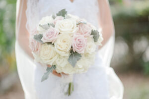 Classic white and pink bridal bouquet in Tampa, Florida.