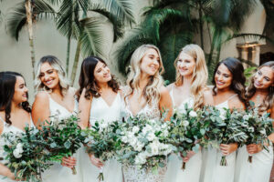 Lush organic greenery bridal and bridesmaid bouquets.