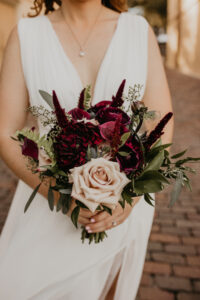 Moody merlot bridal bouquet in St. Petersburg, Florida.